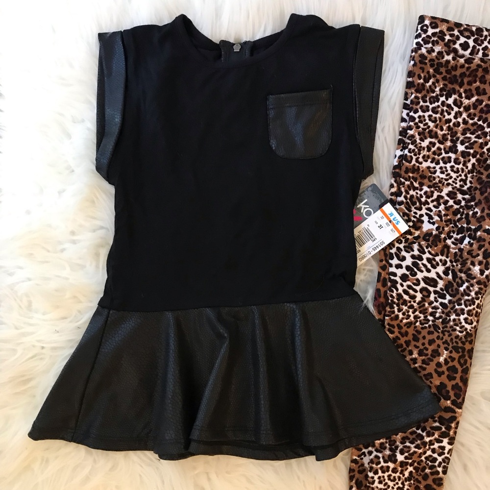 Toddler Peplum Top & Leopard Leggings 3T/3 - Picture 2 of 8